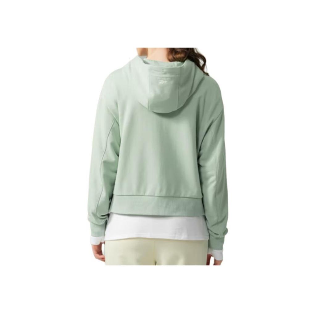 Reebok Logo Embroidered Outdoor Casual Sports Jacket With Zipper And Hood Long Sleeve Sweatshirt Women Jackets Gray-Green 24FRM102WGL5