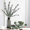 1 шт. Стебли эвкалипта Искусственные листья эвкалипта Зеленое растение Настоящие на ощупь Цветы Эвкалипт для дома Свадебный букет Ваза Декор
