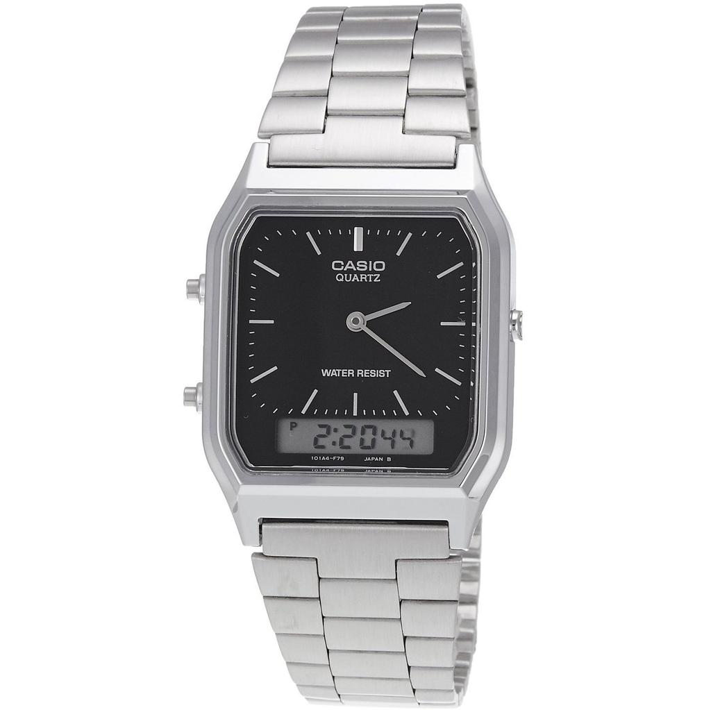 CASIO Металлический ремень Серебристо-черный циферблат унисекс наручные часы [P] AQ-230A-1D/AQ230A-1D Ana-Digi [Товар]