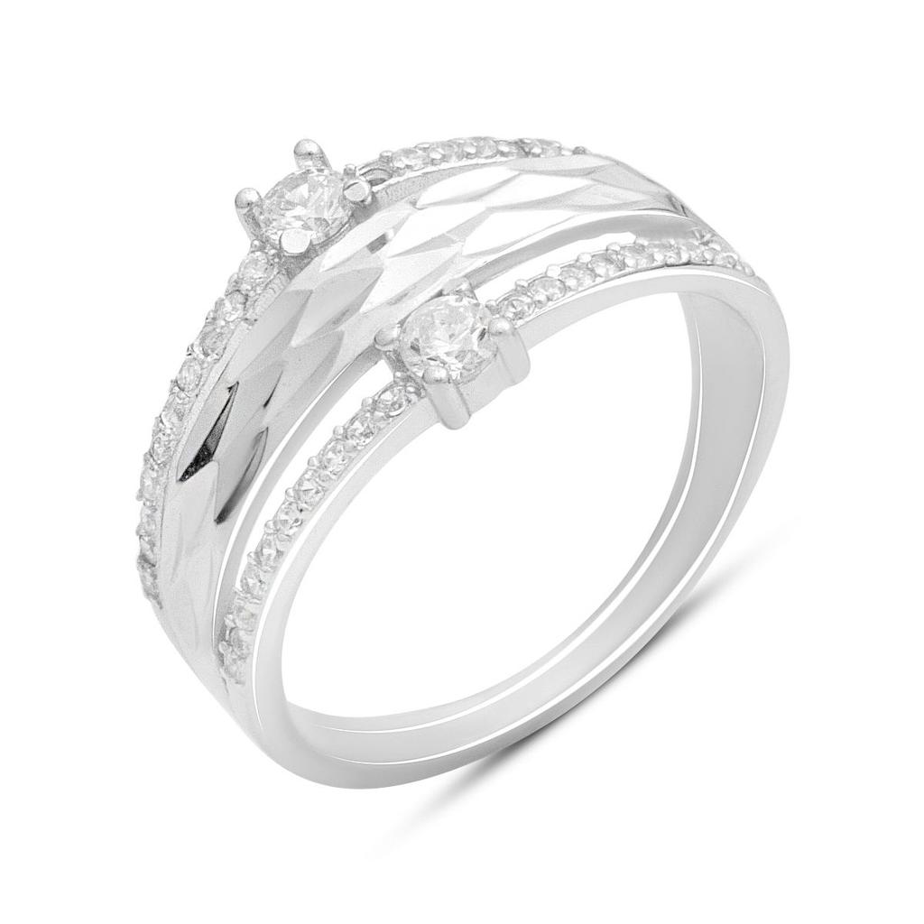 Серебряное кольцо с фианитами, вес изделия 3,24 гр (2185734)