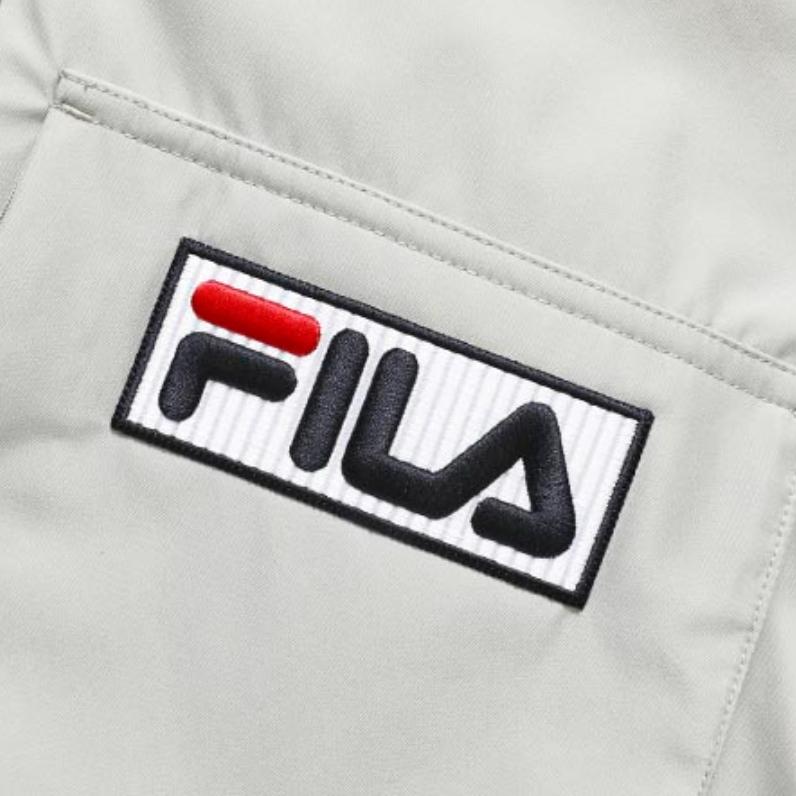 Fila Спортивная серия Однотонный логотип Лейбл Спортивная теплая пуховая куртка средней длины Мужская верхняя одежда Классический серый A11M246910F-GY