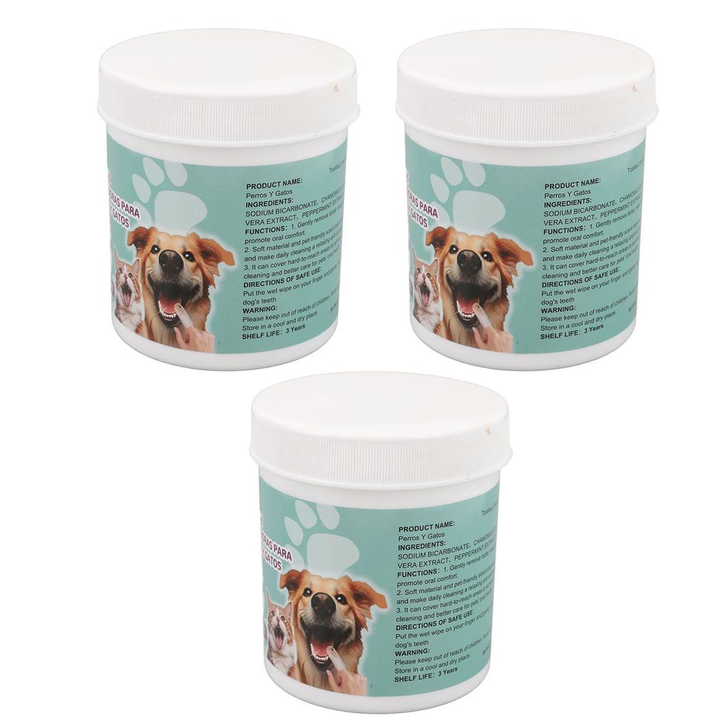 3 бутылки 50 шт. Салфетки для чистки зубов у собак, салфетки для чистки зубов у кошек, удаление зубного камня и кариеса у домашних животных