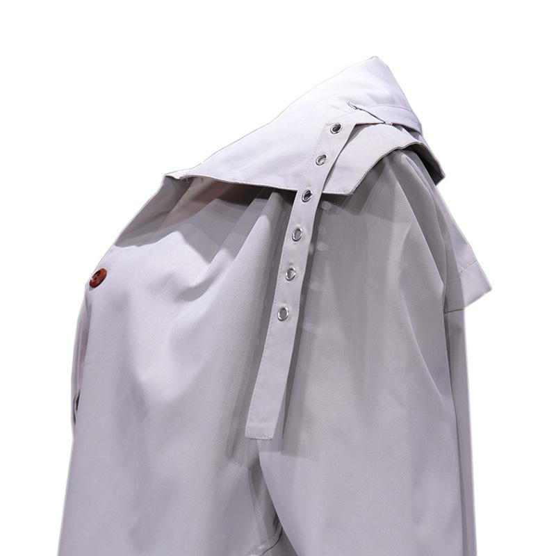 Женское пальто-ветровка средней длины FD678 - Большой лацкан, уникальный стиль для осени/зимы 2025