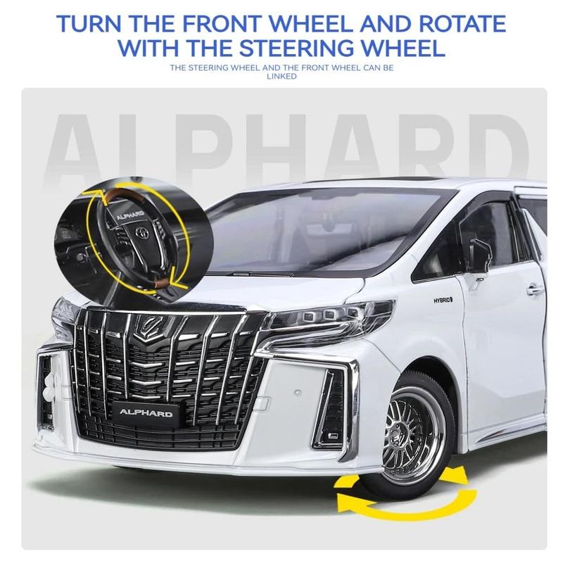 Новая модель автомобиля Toyota Alphard MPV из цинкового сплава в масштабе 1/18, литая металлическая игрушечная машинка, модель автомобиля с высокой имитацией звука и света, детские подарочные украшения