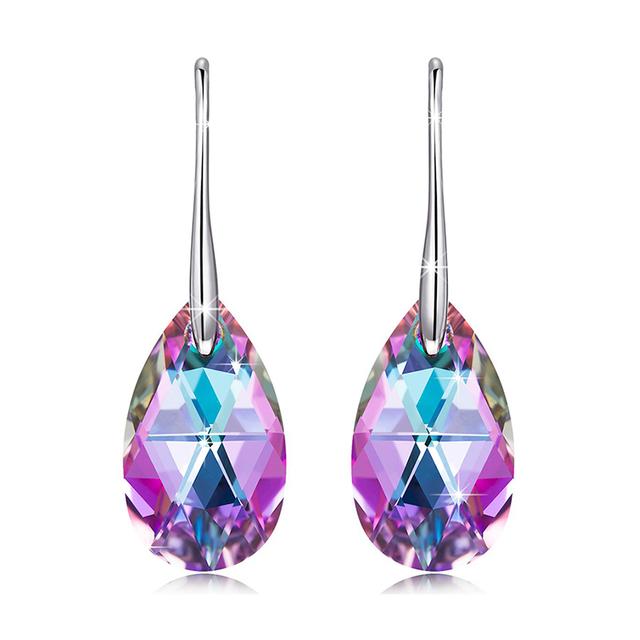 Classic Korean Pear-shaped Drop Earrings Crystals Jewelry for Women Silver Color Big Pendant