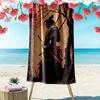 Japanese Samurai Print Beach Towel, Large Soft Quick Dry Towel for Beach Camping Swimming
