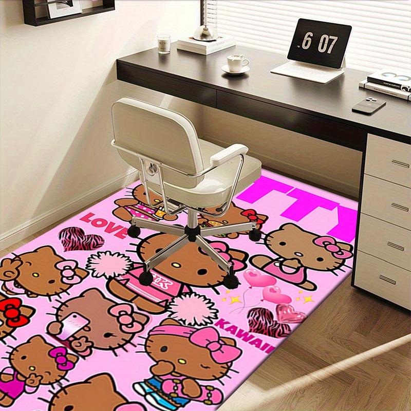 Office Rug Hello Kitty, Kawaii Anti-Slip Rug, Machine Washable for Living Room, Bedroom, Office, Multiple Sizes, Bedroom Mat, Decorative Mat, Durable