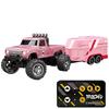 Remote Control Truck with Lights & Trailer Mini Off-Road Climbing Car 2.4Ghz Remote Control USB-C Rechargeable Children Toy Gift