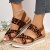 Leopard Print Wedge Sandals for Women Summer  Lightweight Non Slip Walking Shoes Woman Fashion Comfortable Platform Sandles