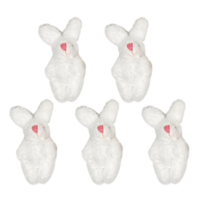 5pcs 4.5cm 6cm 5-color Soft Mini Joint Rabbit Pendant Plush Bunny For Keychain Bouquet Toy Doll DIY Ornaments Gifts
