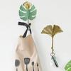 Gold Green 1pcs Hanging Storage Rack Leaf  Wrought Iron Hook Wall Hanger Creative Leaf Shape Hooks Nordic Style Home Bathroom Decoration