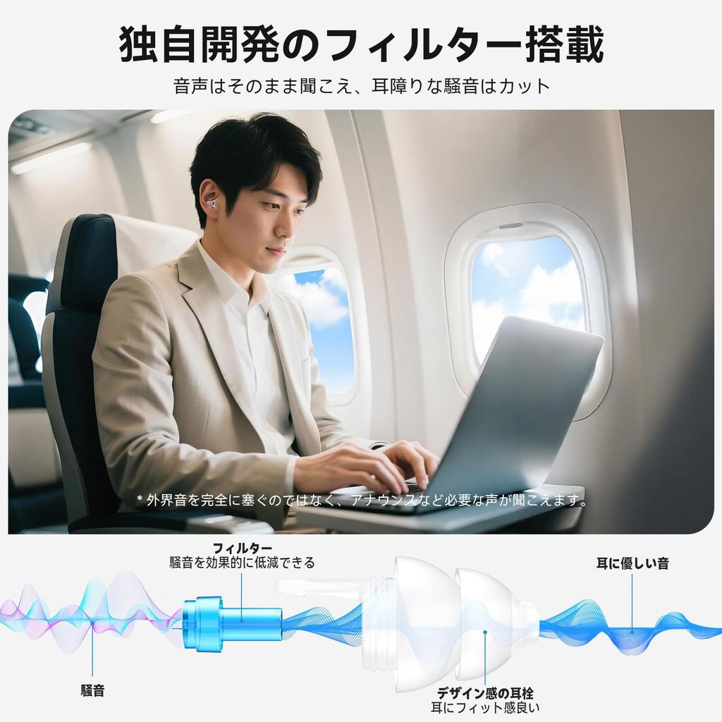 Quietide Беруши для самолета с предотвращением давления на слух и моющиеся и включают переноску и японскую черную и синюю регулировку, повреждение,