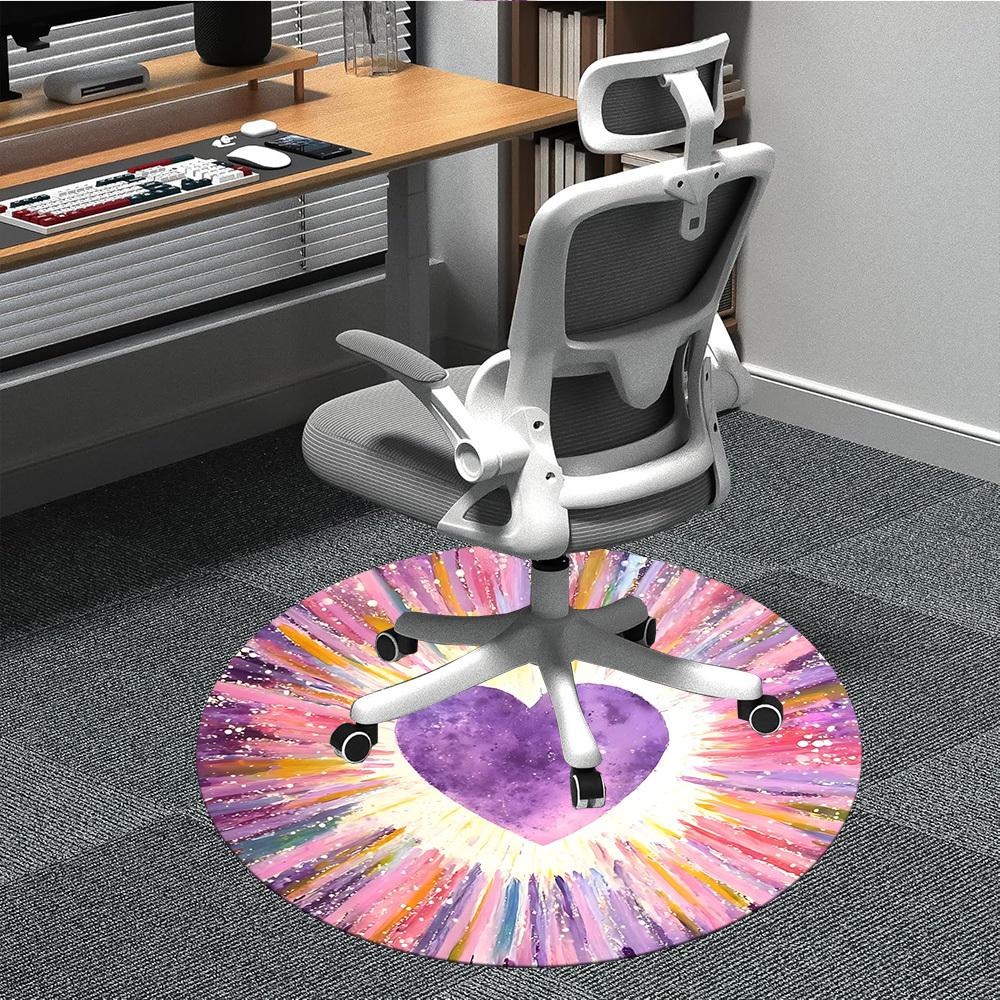 1pc Heartburst Office Round Area Rug, Mat Suitable ForOffice, Under Office Chairs Bedroom Living Room Home Decor, Room Deco