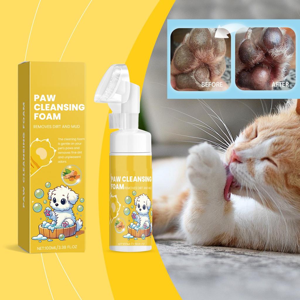 Пенный очиститель для ног кошек и собак, очищающий спрей, портативный очиститель для домашних животных с запахом свежего лимона, уменьшает запах от подошв ног, 100 мл