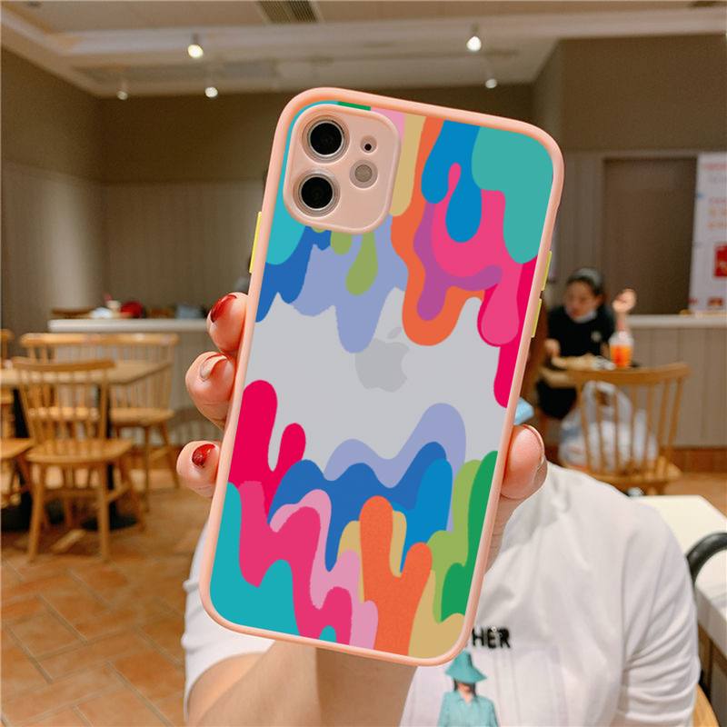 Melted Colorful Painting Phone Case for iPhone X XR XS 7 8 Plus 11 12 13 pro MAX 13mini Translucent Matte Case