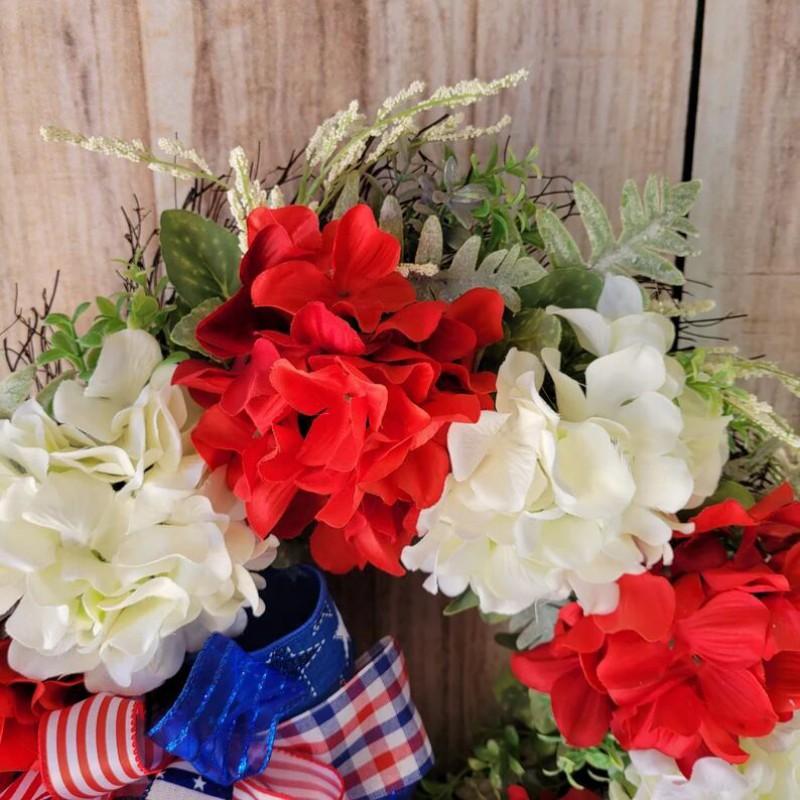 45cm 55cm 65cm Artificial Hydrangea Wreath 4th Of July Door Hanging Decor Patriotic Home Festival Decoration