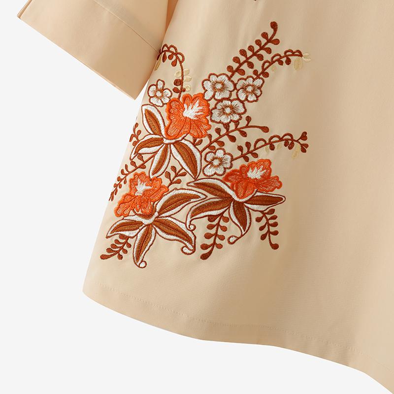 ZANZEA Женская повседневная блузка с высоким воротником, свободного кроя, с цветочной вышивкой, с рукавом три четверти, летняя