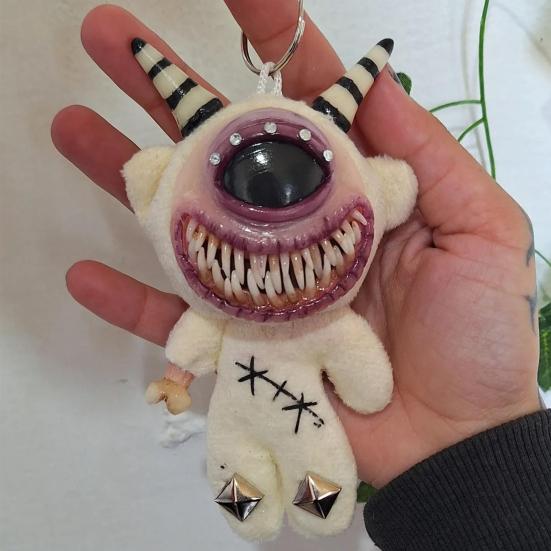 Gothic Halloween Keychain Handcrafted Punk Rock Keychain with Weird Horror Doll Design Backpack Accessories