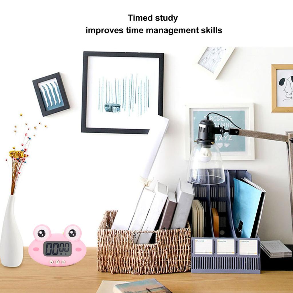 Cartoon Digital Timer ABS Portable Lightweight Simple To Use Cute Cartoon Timer for Kitchen Cooking Pink Frog