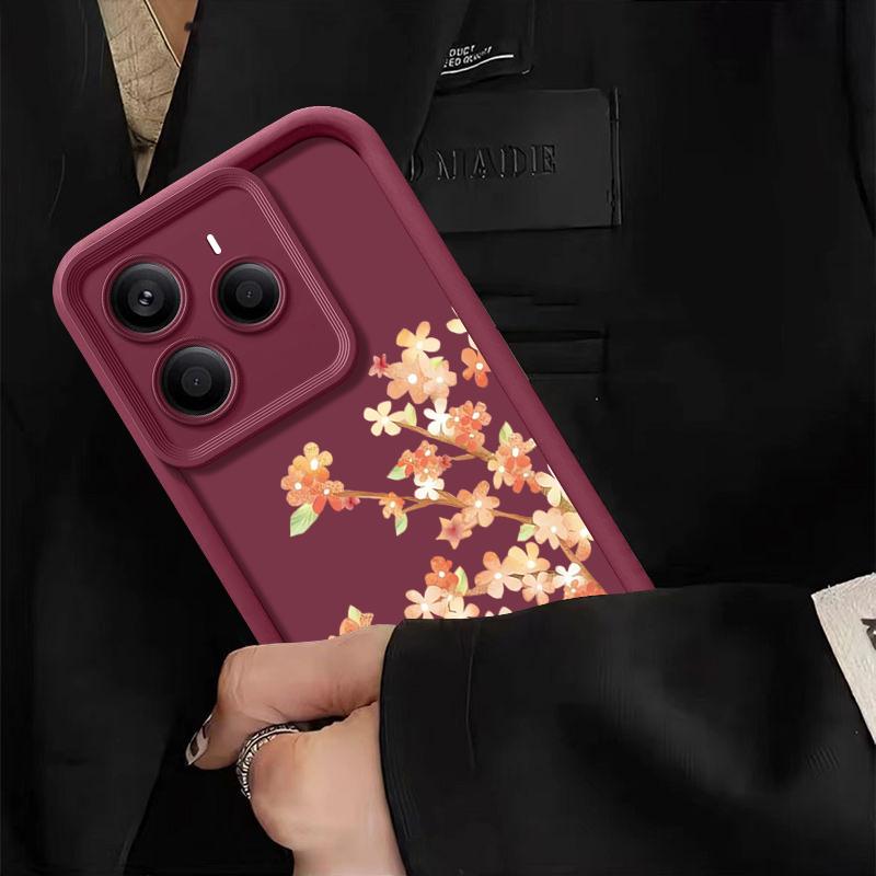 Orange Blossoms Floral Pattern Case For Xiaomi 14T 13T 11T Pro Funda Redmi Note 14 13 Pro 5G 4G 12 11 Shockproof Bumper Silicone Cover