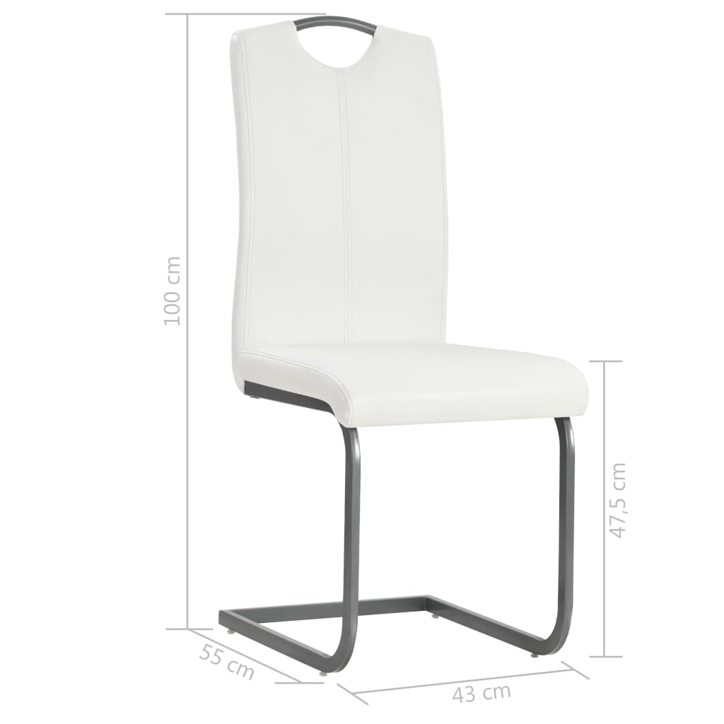 Cantilever Chairs 6 pcs. White Faux Leather