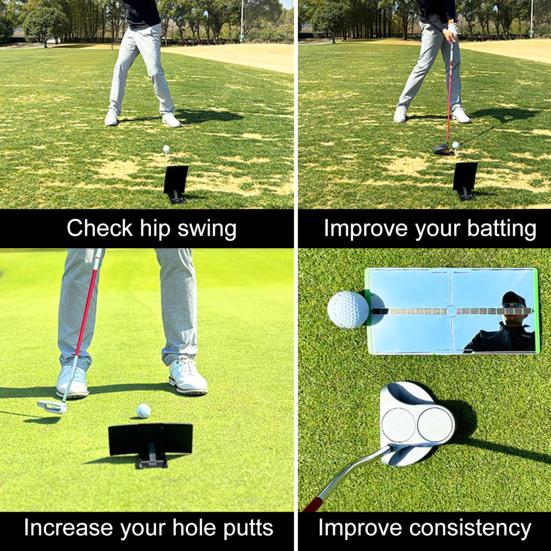 Зеркало для гольфа, выравнивание, тренировочное приспособление для точности и последовательности ударов, зеркало для отработки ударов в гольфе с сумкой для хранения для тренировок в помещении и на открытом воздухе