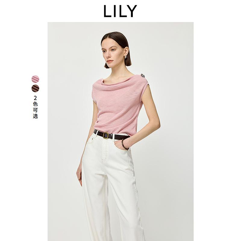 LILY one shoulder swing collar pullover knitted sweater
