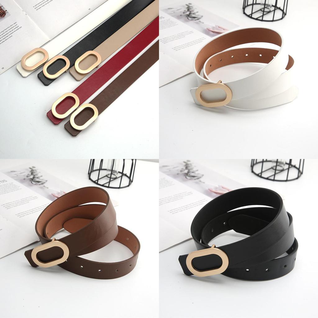 New Retro Buckle Thin Waist Belt Fashion Personality Buckle Head Korean Simple Denim Dress Decoration In Stock Red Black White Brown Beige