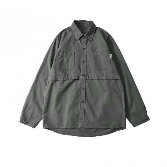 Весна и осень, новая мужская рабочая рубашка с длинными рукавами, корейская версия тренда на свободные карманы, повседневная универсальная рубашка