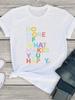 Do More Make You Happy Футболка с буквенным принтом Женская футболка с коротким рукавом и круглым вырезом Свободная летняя женская футболка Топы Camisetas Mujer