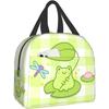 Cute Frog with Big Eyes Print Thermal Lunch Bag Insulated Bento Box Reusable Waterproof Lunch Bag for Office Picnic Hiking Beach