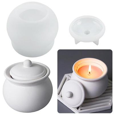 1 комплект силиконовой формы для круглой банки с крышкой для эпоксидной смолы/штукатурки/цементного бетона DIY
