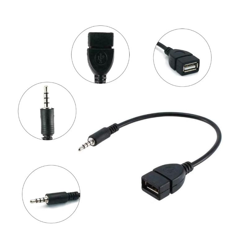 3,5 мм штекер Аудио Адаптер USB Флеш-накопитель Читатель Кабель AUX Штекер Удлинительный Кабель (Черный 20 см) Аксессуары для салона автомобиля