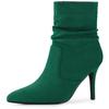 Allegra K Women's Slouch Pointy Toe Pull-On Stiletto Heel Ankle Boots, Green, Size 25.0cm