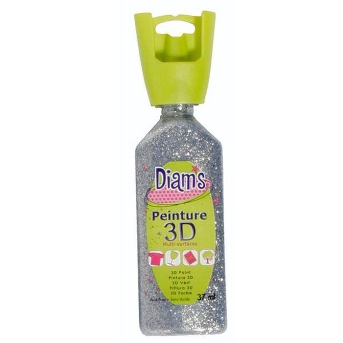 Peinture 3D multisurface 74 ml - Argenté à paillettes