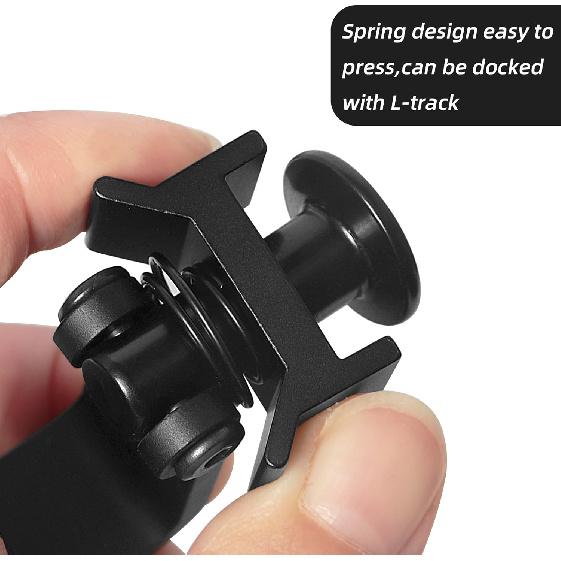 L Track Single Stud Fitting With Gear Hook L-Track Spring Loaded Adjustable Gear Hook, Pack Of 5, Black
