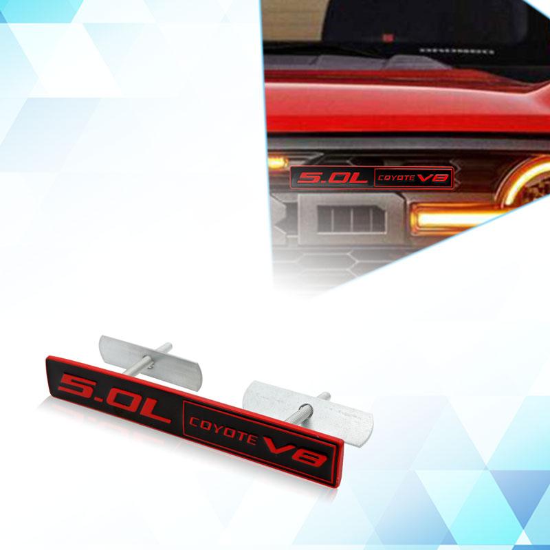 1Pc Car Body Rear Trunk 5.0L Coyote V8 Logo Car Front Grille Badge Rear Trunk Emblem Sticker For Mustang Shelby V8 Decor