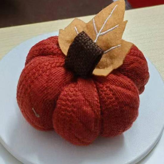 1/3Pcs Mini Knit Pumpkins Realistic Looking Faux Fall Harvest Crochet Pumpkins Thanksgiving Table Setting Small Knit Pumpkins
