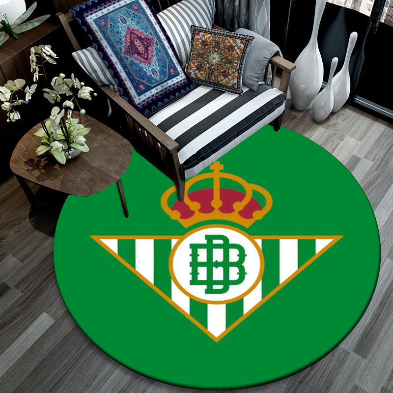 Круглый ковер с узором Real Betis Balompié, Ковер для гостиной, спальни, игровой комнаты, Нескользящий коврик для пола, Праздничные и Подарок на день рождения.