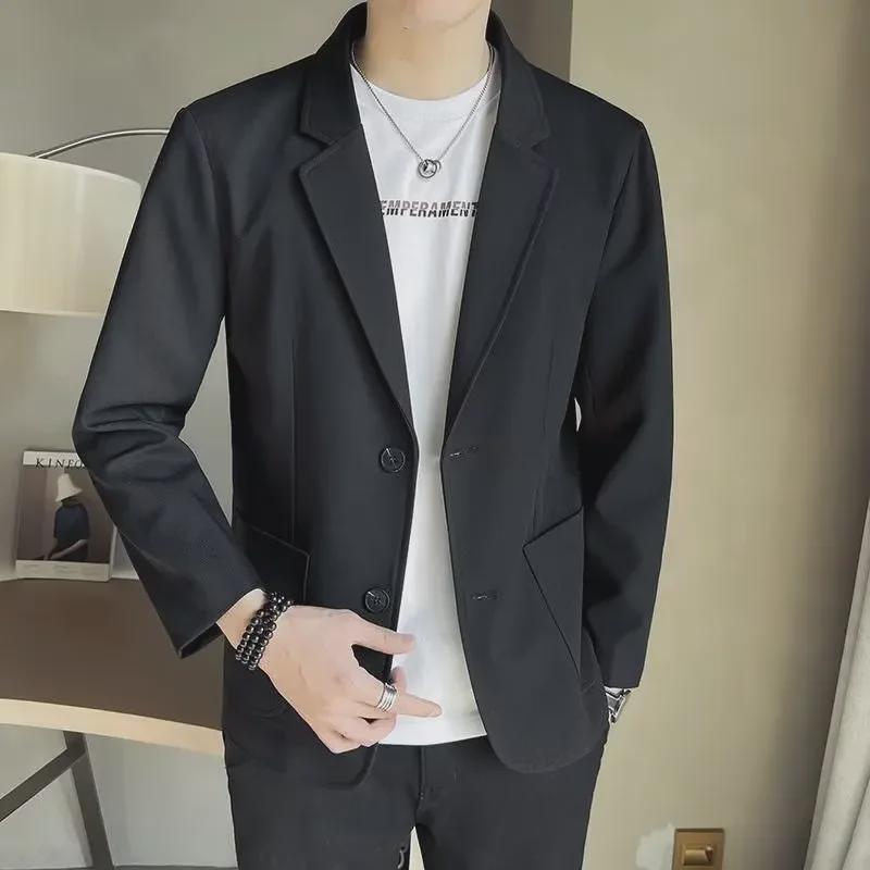 Men's Trendy Korean Wool Suit Jacket for Casual or Light Business Wear