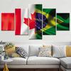 Флаг Бразилии и Канады, настенный художественный набор холстов, украшение для дома, интерьерные картины, модульный настенный декор, картина, декоративные плакаты