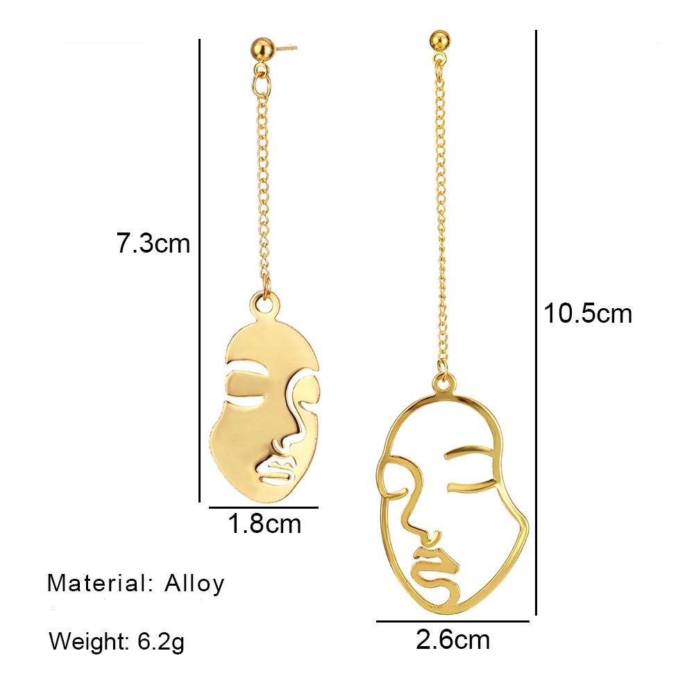 Серьги в виде лица на цепочке