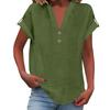 Women's Fashion Casual Solid Colour V-Neck Short Sleeve Button Down Shirt T-Shirt Top
