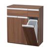 Мусорное ведро Iris Ohyama 45 л x 3 с деревянной текстурой и ящиком, кухонное ведро, ширина стойки x глубина x высота, орех (Разделение 15L) 70,5 35,5 81,6см ПКТ-8670