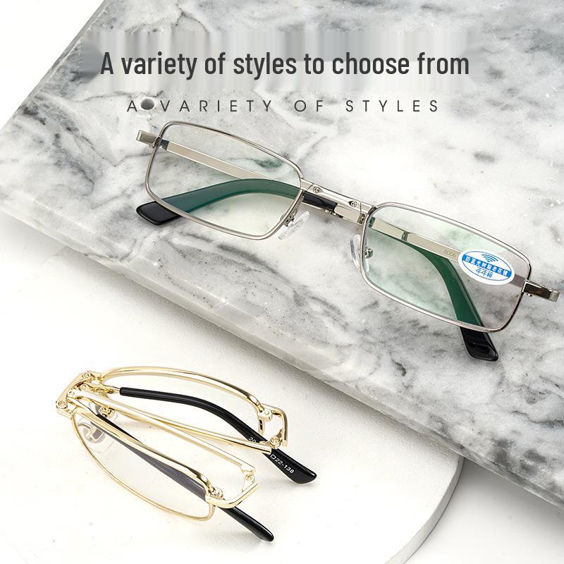 High-Definition Folding Reading Glasses - Metal Alloy Full-Frame, Anti-Fatigue Goggles, Easy To Carry