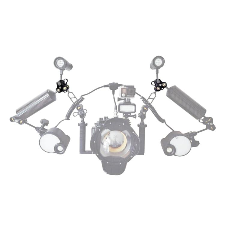 PULUZ Двойной шаровой зажим с открытым отверстием для дайвинг-камеры, алюминиевый пружинный зажим для фонарика с ЧПУ для дайвинг-системы подводной фотосъемки