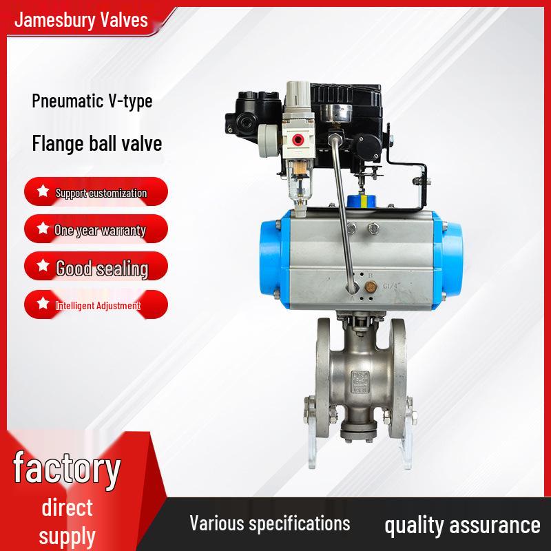 VQ647H 304 Pneumatic V-Port Flanged Ball Valve for Regulating and Shut-off in Granular Slurry Ash Discharge.