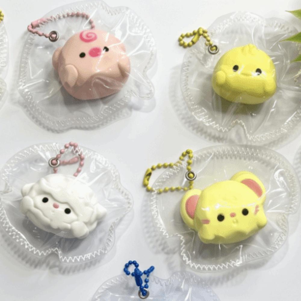 Food-Grade Silicone Animal Squishy Keychain Mini Cute Animals Fidget Toy Keyring Adults