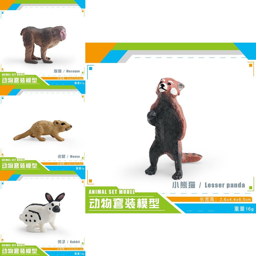 Wildlife Animal Rabbit Armadillo Macaque And Panda Model Collection Pvc Educational Figures For Kids Preschool Learning