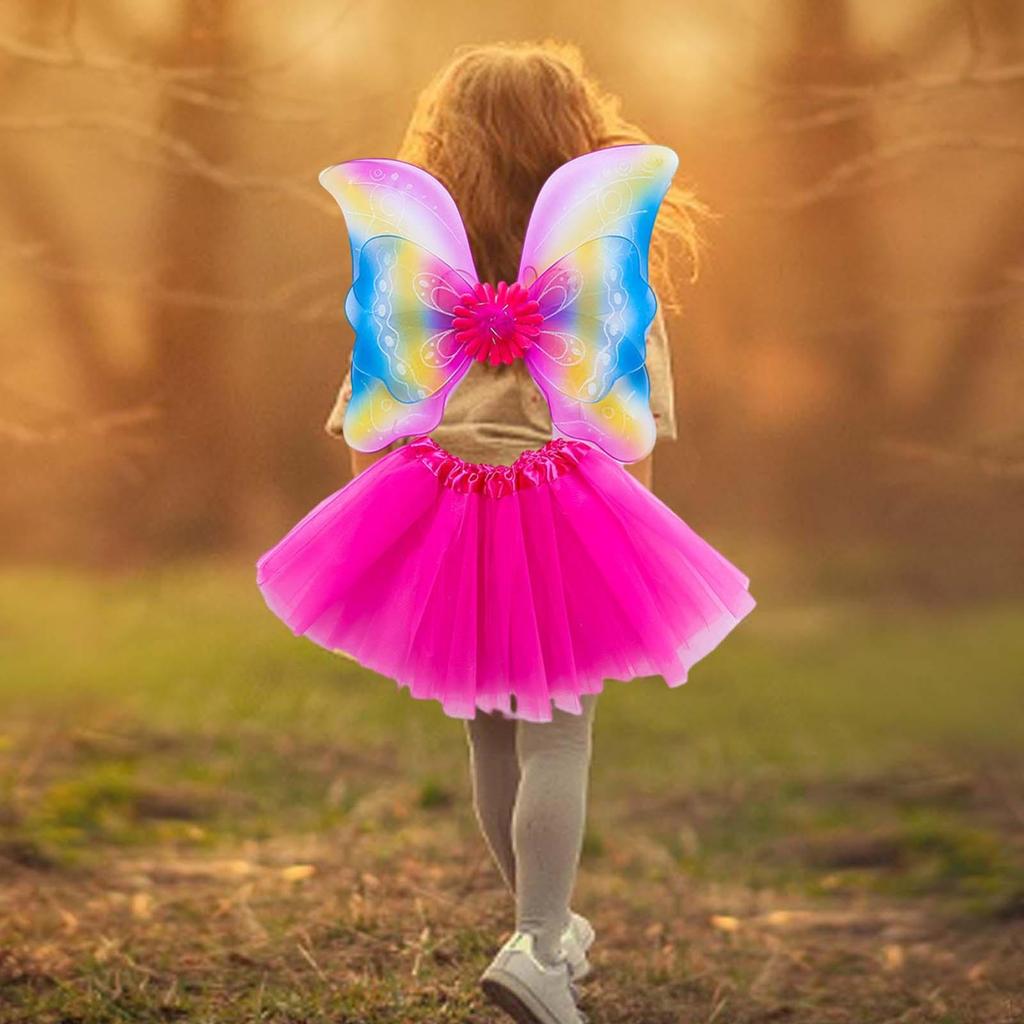 Набор костюма феи для девочек из 4 предметов Детский косплей Ангел Юбка-пачка Повязка на голову Наряд для фотосессии Роль